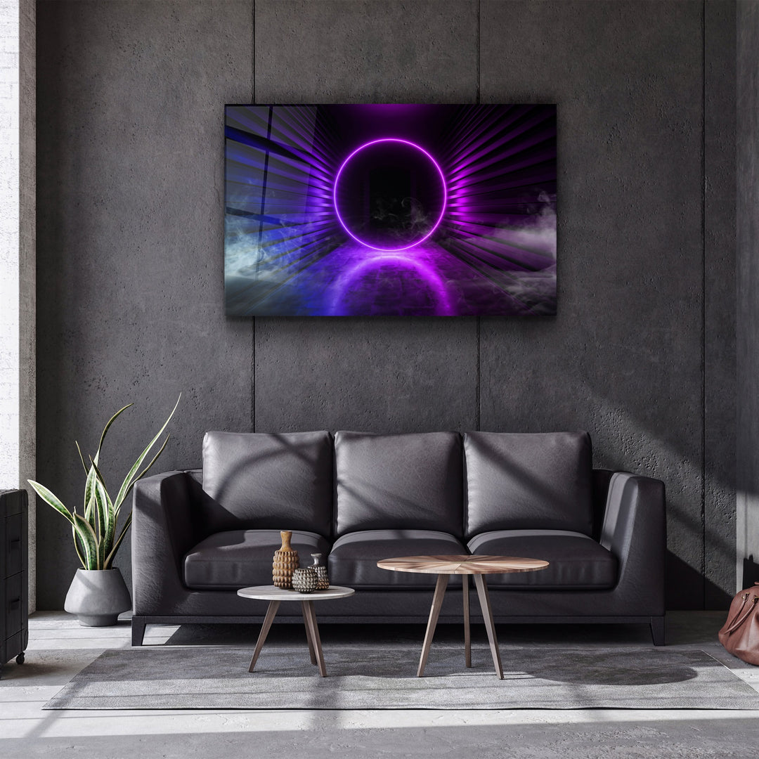 ・"Neon Circle"・Glass Wall Art | Artdesigna Glass Printing Wall Arts.