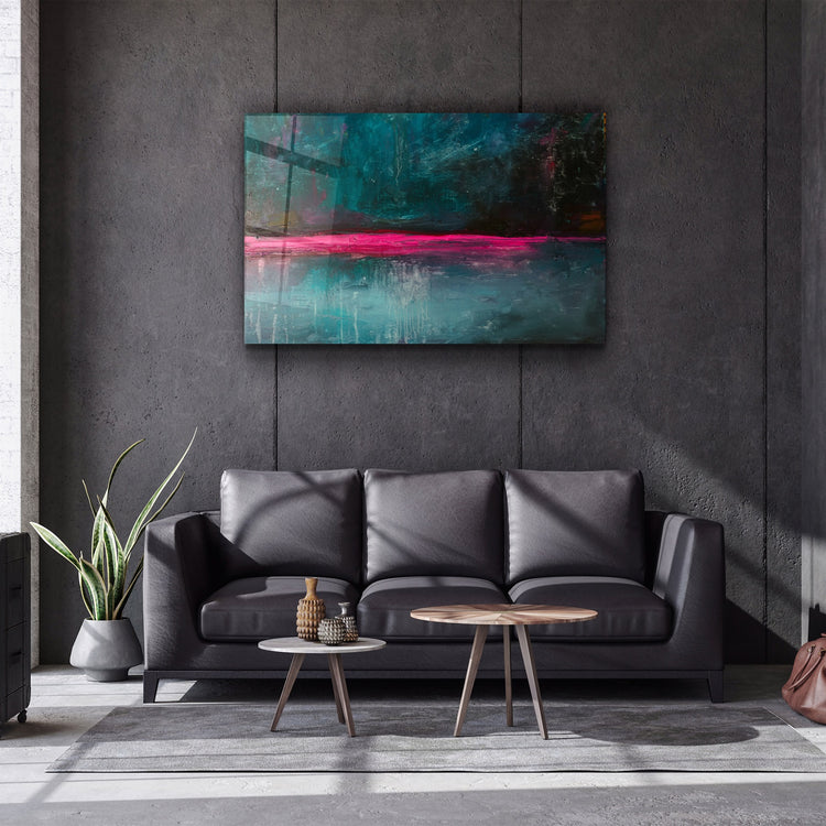 ・"Pink Horizon Abstract"・Glass Wall Art | Artdesigna Glass Printing Wall Arts.