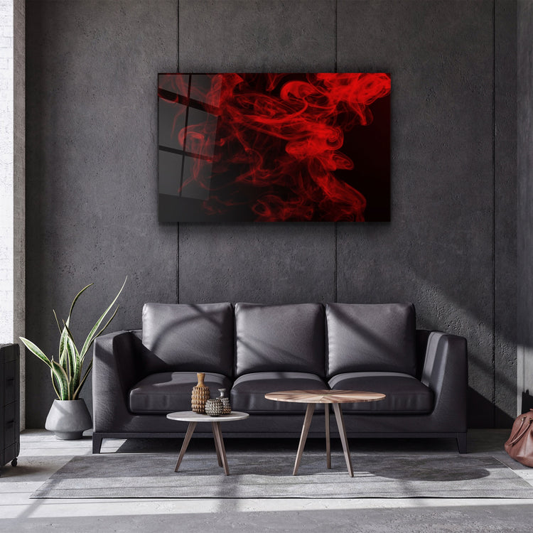 ・"Red Smoke2"・Glass Wall Art | Artdesigna Glass Printing Wall Arts.