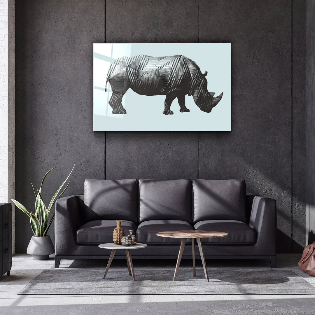 ・"Rhino"・Glass Wall Art | Artdesigna Glass Printing Wall Arts.