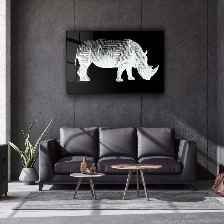 ・"Rhino Black"・Glass Wall Art | Artdesigna Glass Printing Wall Arts.