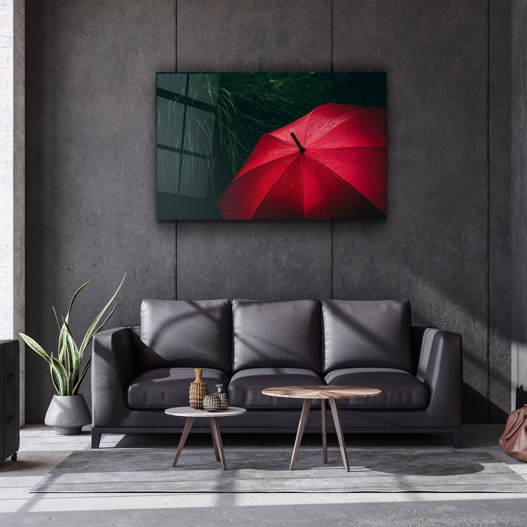 ・"Red Umbrella"・Glass Wall Art | Artdesigna Glass Printing Wall Arts.