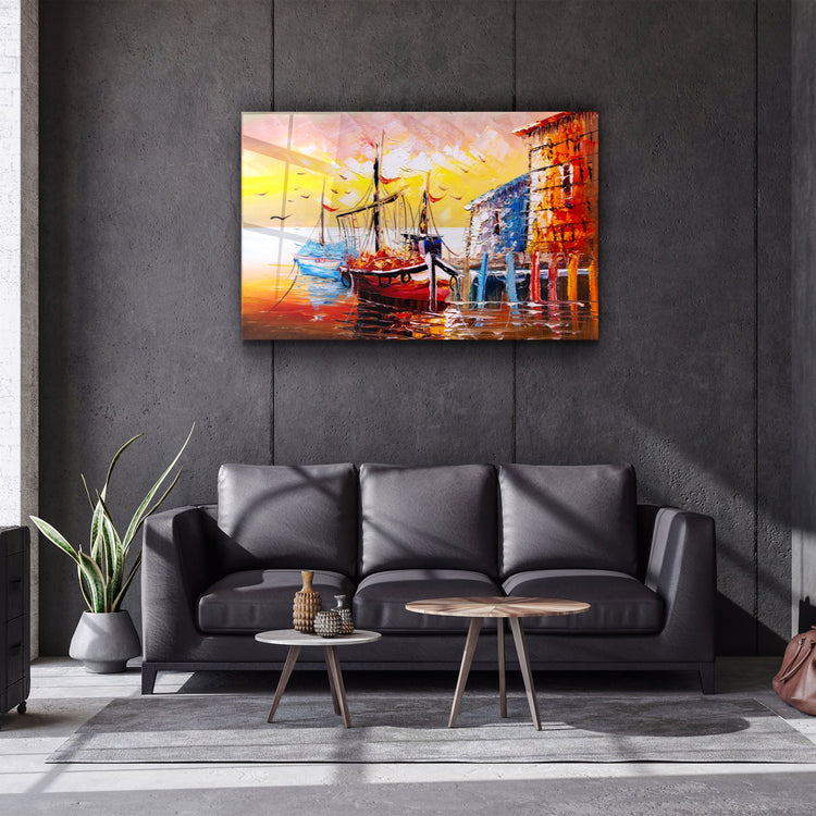 ・"The Boat Painting"・Glass Wall Art | Artdesigna Glass Printing Wall Arts.