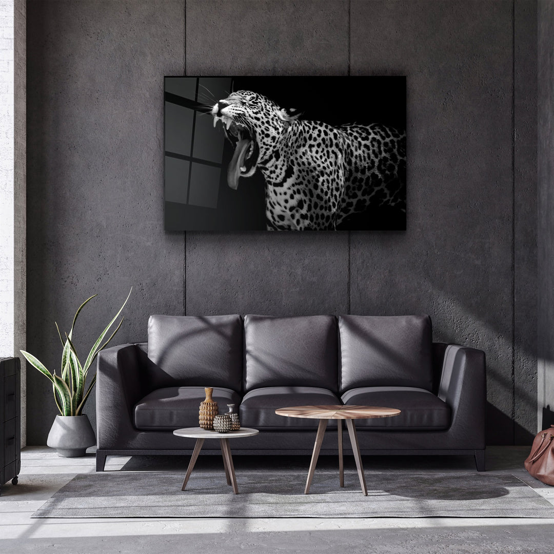 ・"Leopard Yawn"・Glass Wall Art | Artdesigna Glass Printing Wall Arts.