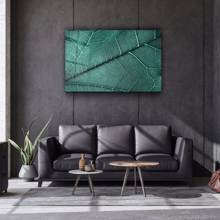 ・"Green Leaf 4"・Glass Wall Art | Artdesigna Glass Printing Wall Arts.