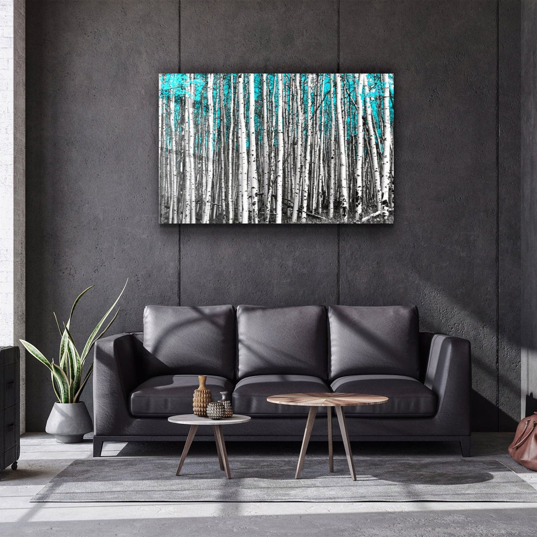 ・"Abstract White Trees V2"・Glass Wall Art | Artdesigna Glass Printing Wall Arts.