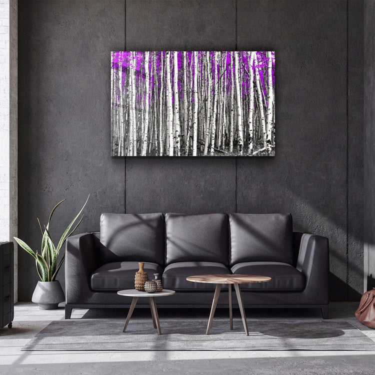 ・"Abstract White Trees V3"・Glass Wall Art | Artdesigna Glass Printing Wall Arts.