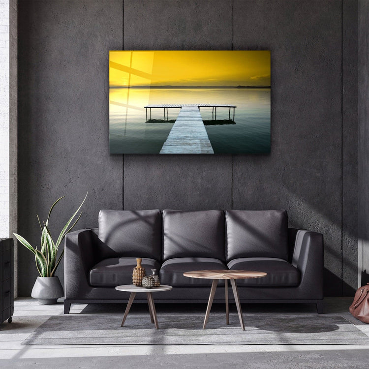 ・"Sunset on the Pier"・Glass Wall Art | Artdesigna Glass Printing Wall Arts.