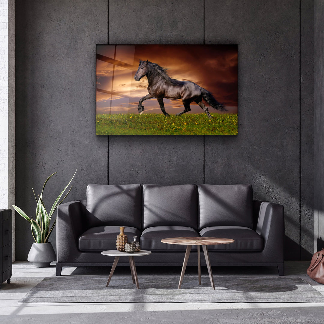 ・"Horse in the Wind"・Glass Wall Art | Artdesigna Glass Printing Wall Arts.