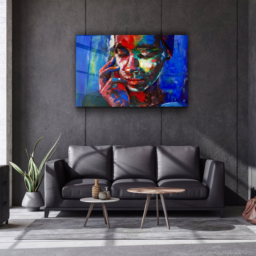 ・"Abstract Colors Woman Portrait"・Glass Wall Art | Artdesigna Glass Printing Wall Arts.