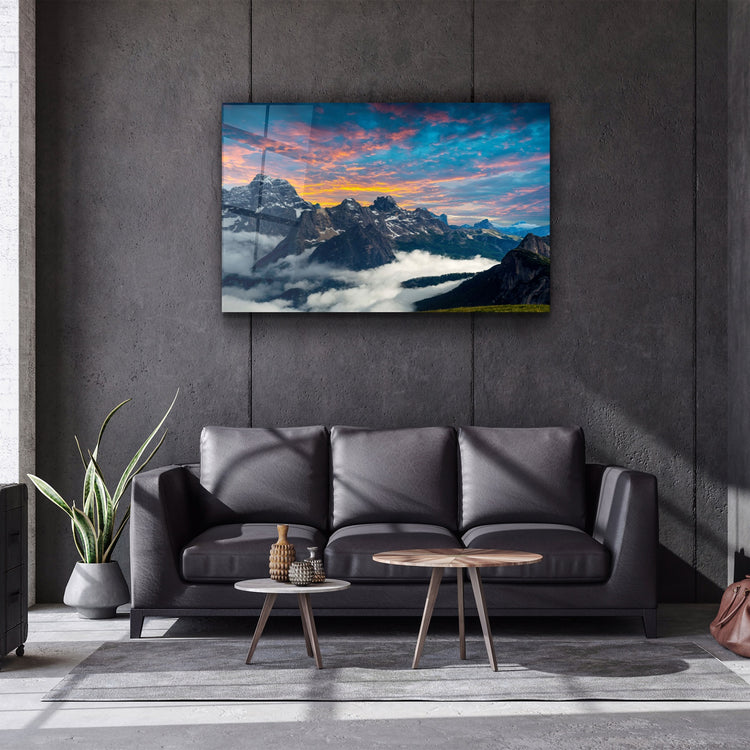 ・"Mountains and Clouds"・Glass Wall Art | Artdesigna Glass Printing Wall Arts.