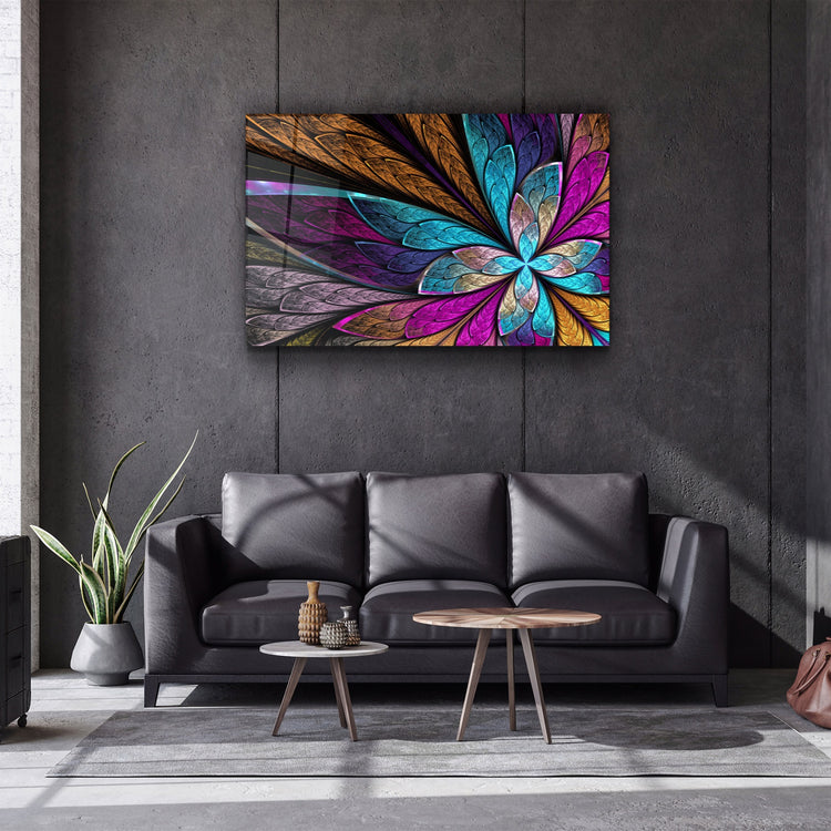 ・"Neon Colored Leaves"・Glass Wall Art | Artdesigna Glass Printing Wall Arts.