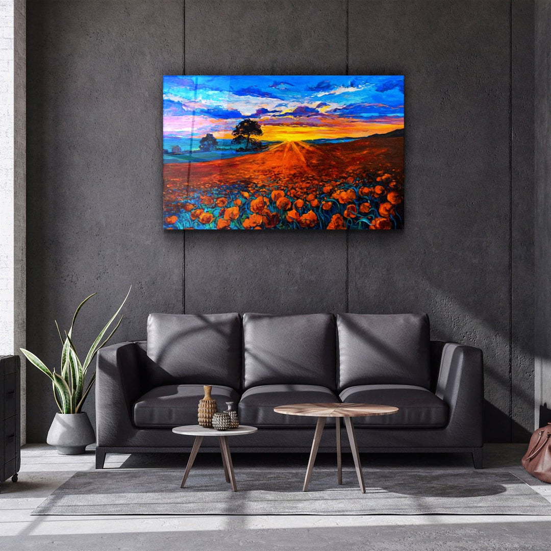 ・"Oil Sunset"・Glass Wall Art | Artdesigna Glass Printing Wall Arts.