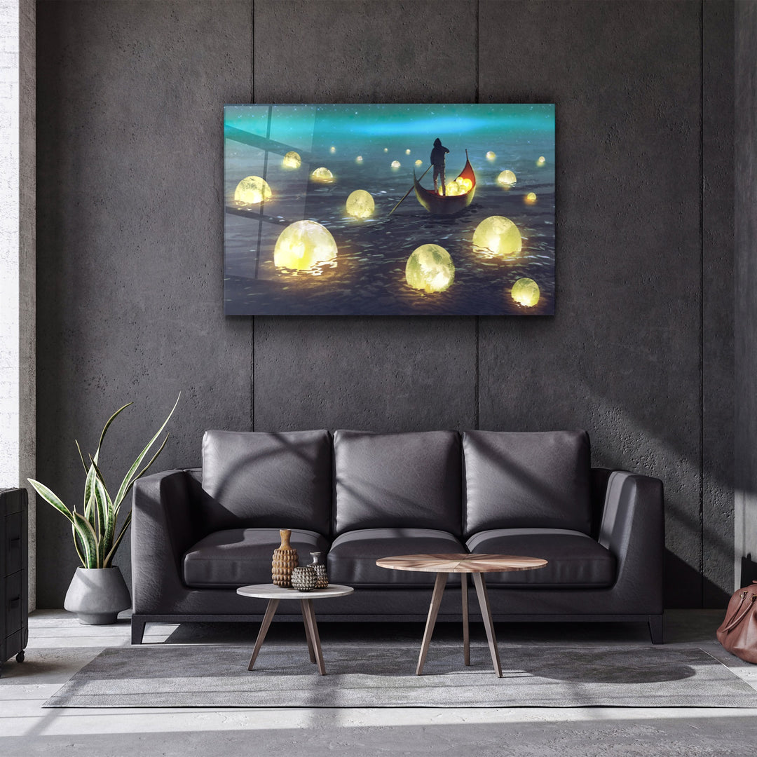 ・"Lights on the Sea"・Glass Wall Art | Artdesigna Glass Printing Wall Arts.