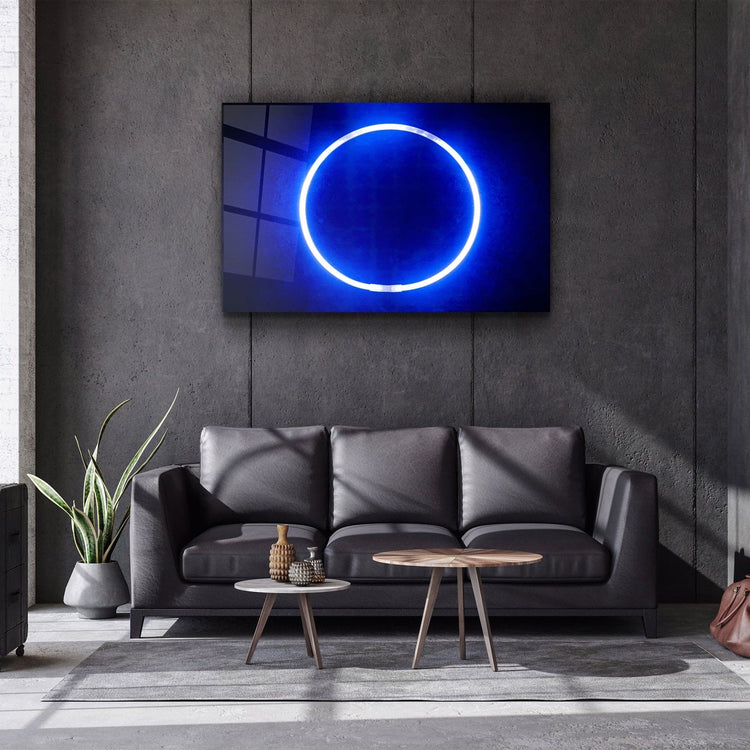 ・"Blue Circle Light"・Glass Wall Art | Artdesigna Glass Printing Wall Arts.