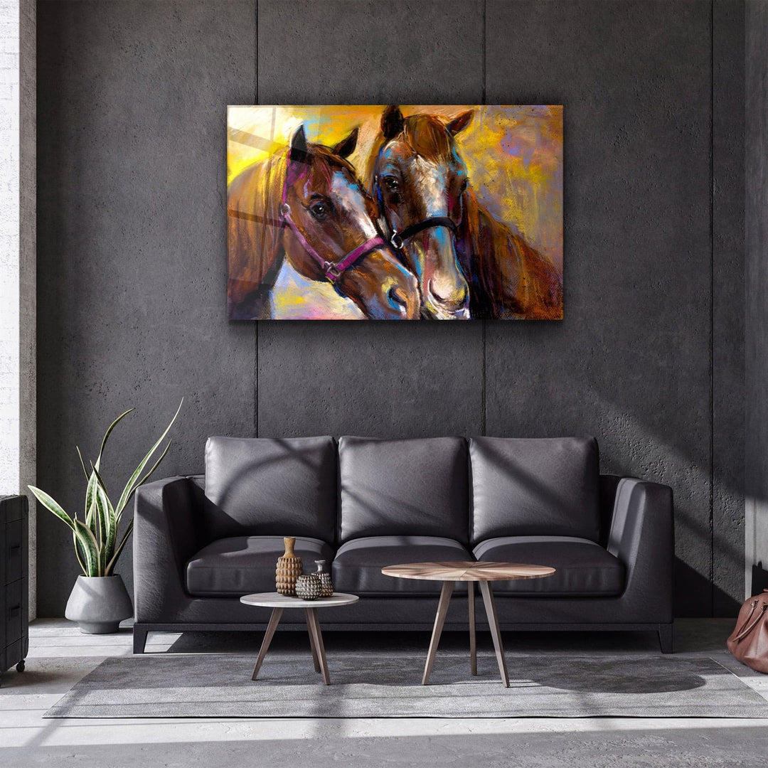 ・"Horse Love V2"・Glass Wall Art | Artdesigna Glass Printing Wall Arts.