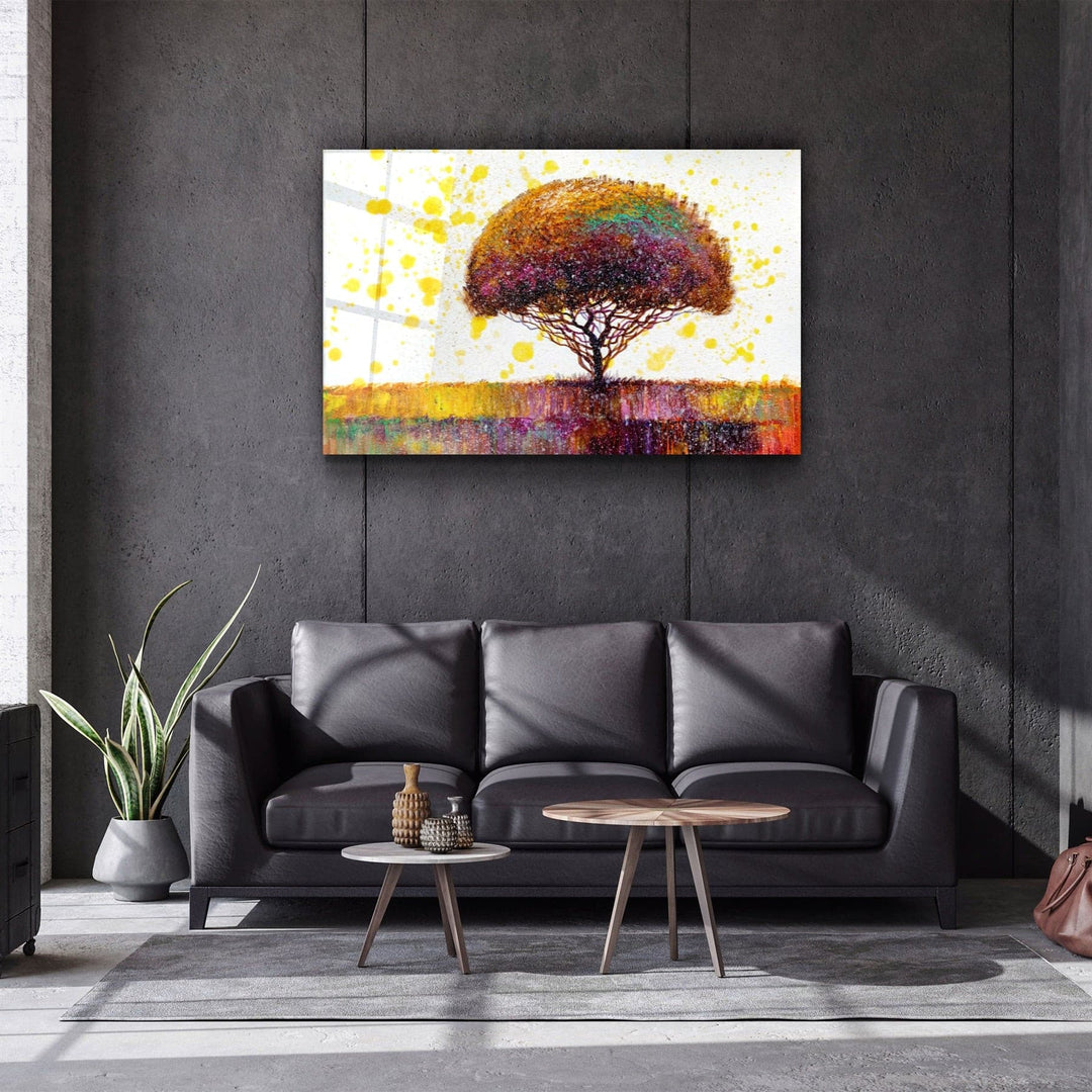 ・"Abstract Colorful Tree"・Glass Wall Art | Artdesigna Glass Printing Wall Arts.