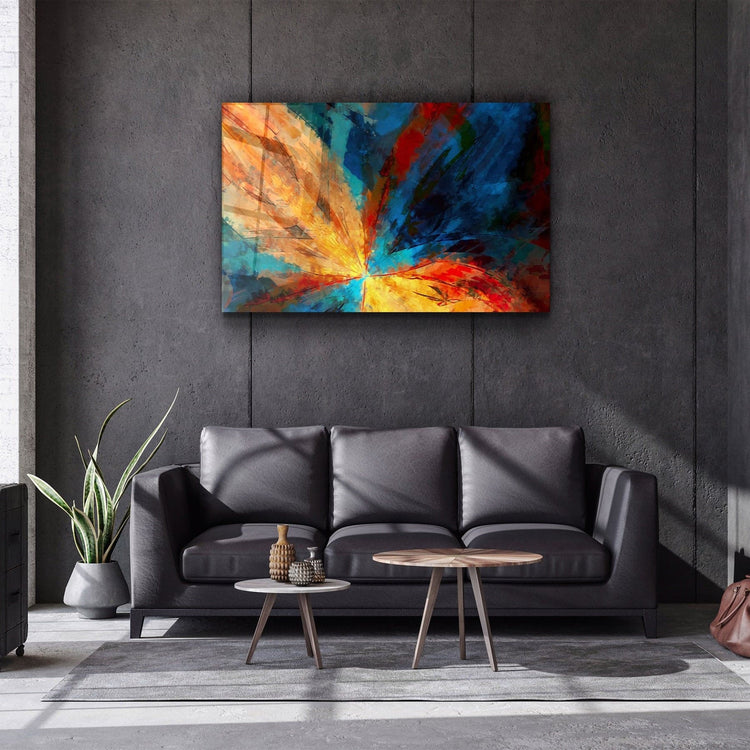 ・"Abstract Colorful Leaves"・Glass Wall Art | Artdesigna Glass Printing Wall Arts.