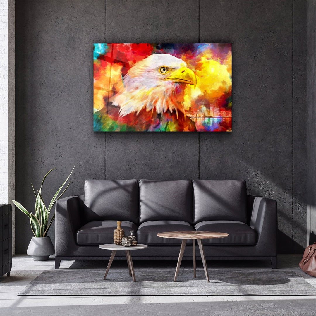 ・"Abstract Colorful Eagle"・Glass Wall Art | Artdesigna Glass Printing Wall Arts.