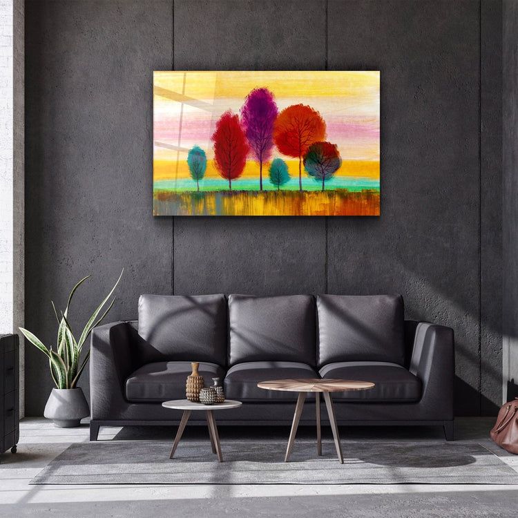 ・"Abstract Colorful Trees"・Glass Wall Art | Artdesigna Glass Printing Wall Arts.