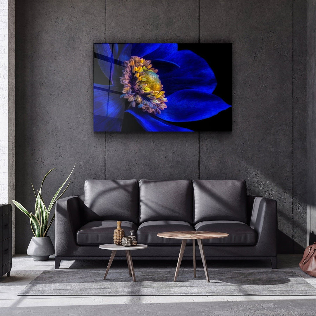 ・"Blue Flower2"・Glass Wall Art | Artdesigna Glass Printing Wall Arts.