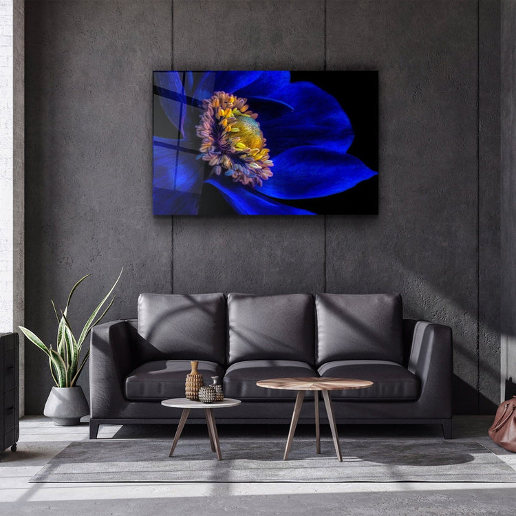 ・"Blue Flower2"・Glass Wall Art | Artdesigna Glass Printing Wall Arts.