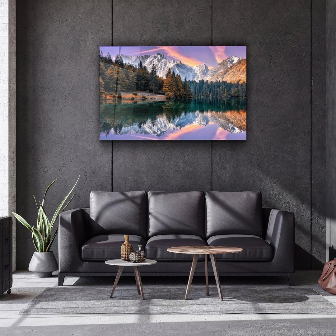 ・"Lake and Mountain Landscape 2"・Glass Wall Art | Artdesigna Glass Printing Wall Arts.