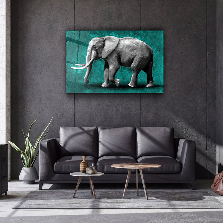 ・"Elephant Green"・Glass Wall Art | Artdesigna Glass Printing Wall Arts.