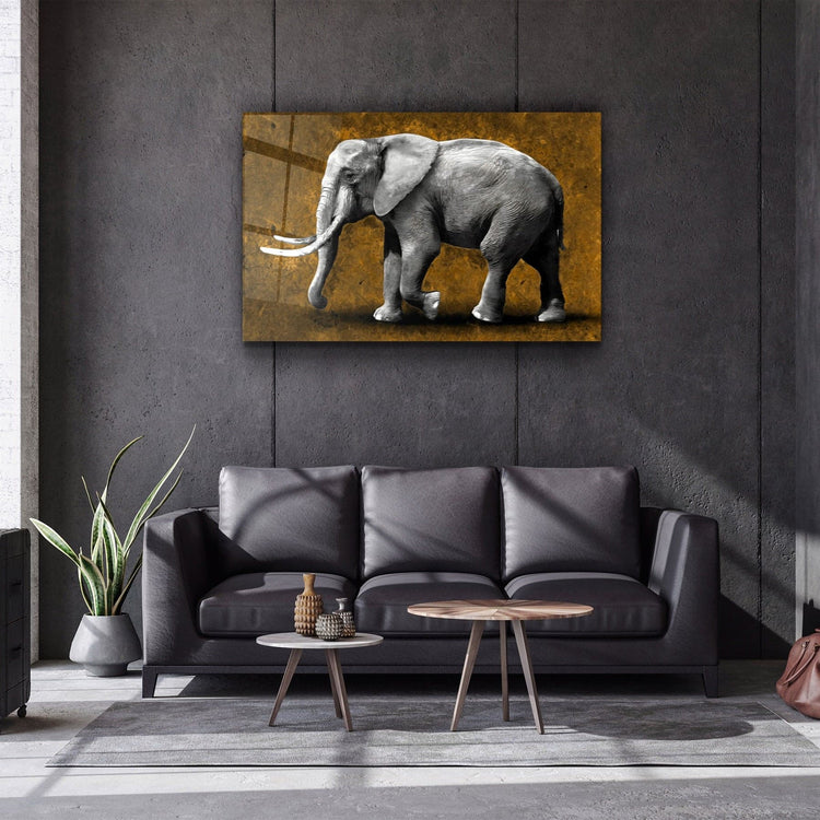 ・"Elephant Brown"・Glass Wall Art | Artdesigna Glass Printing Wall Arts.