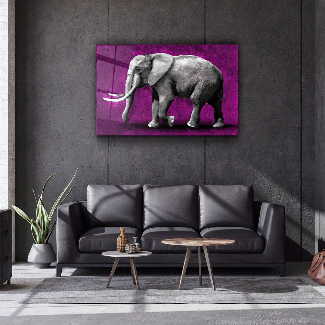 ・"Elephant Purple"・Glass Wall Art | Artdesigna Glass Printing Wall Arts.