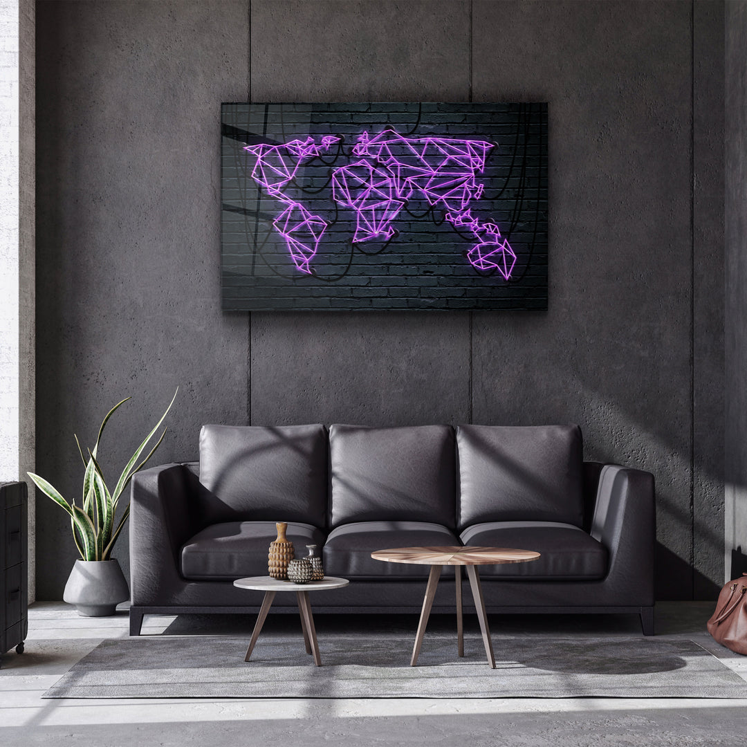 ・"World Map"・Glass Wall Art | Artdesigna Glass Printing Wall Arts.