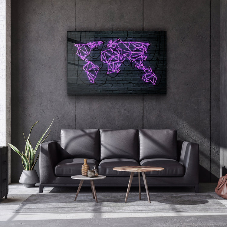 ・"World Map"・Glass Wall Art | Artdesigna Glass Printing Wall Arts.