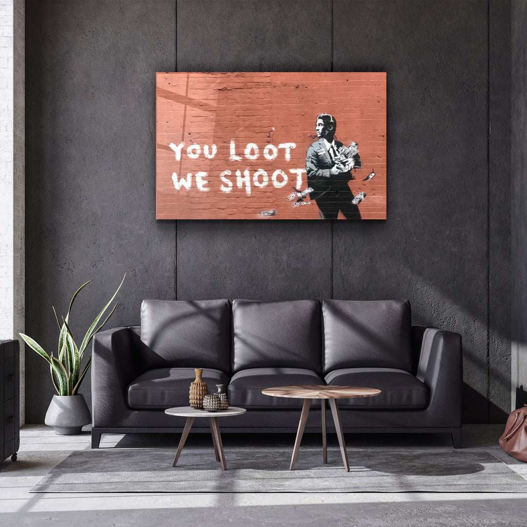 ・"Banksy - You Loot We Shoot"・Designer's Collection Glass Wall Art