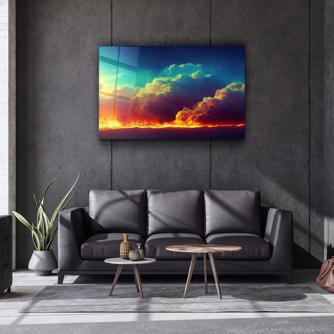 ・"Fire Clouds"・Motivational Glass Wall Art