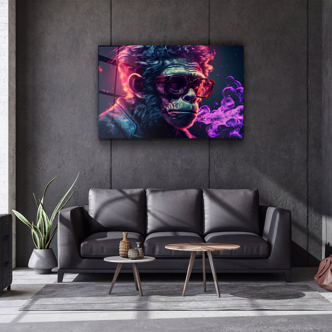 ・"Mr. Monkey - Cyberpunk"・Designer's Collection Glass Wall Art