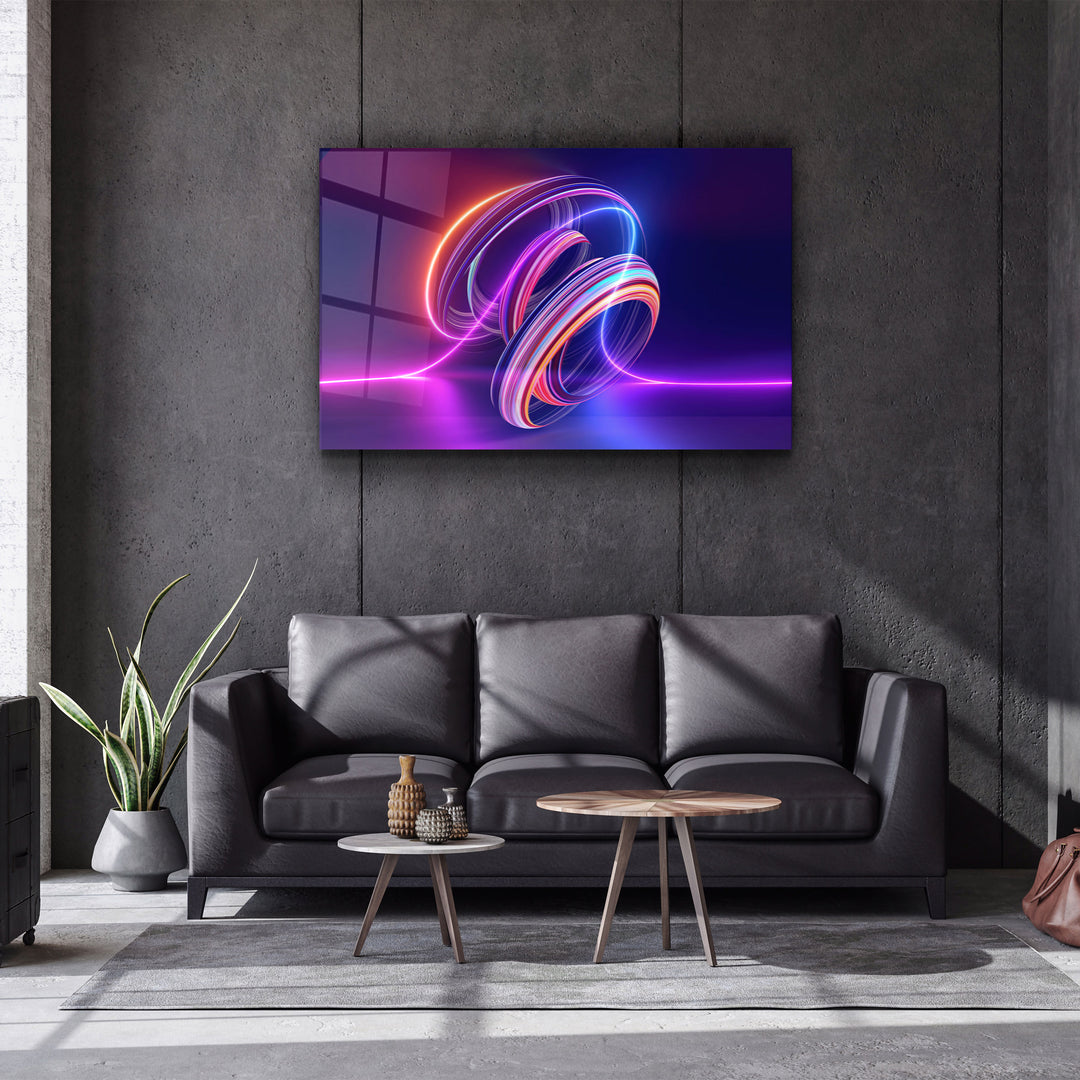 ・"Neon Lines"・Glass Wall Art