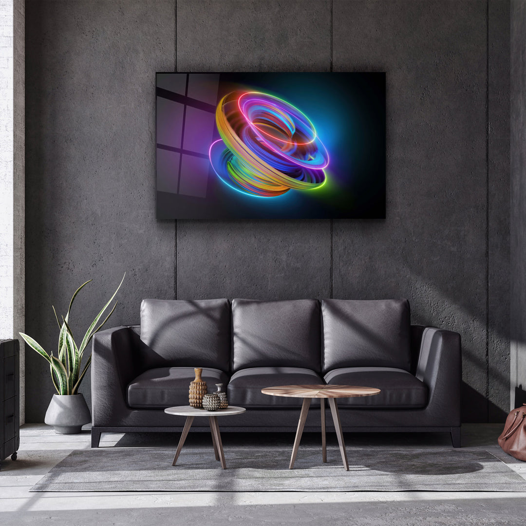 ・"Neon Lines 2"・Glass Wall Art