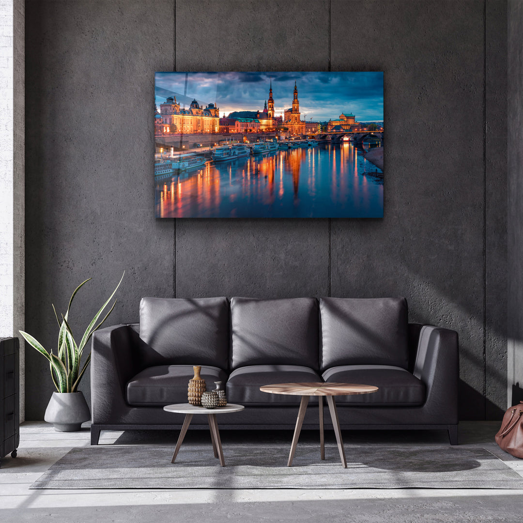 ・"Elbe river in Dresden, Saxony, Germany, Europe"・Glass Wall Art