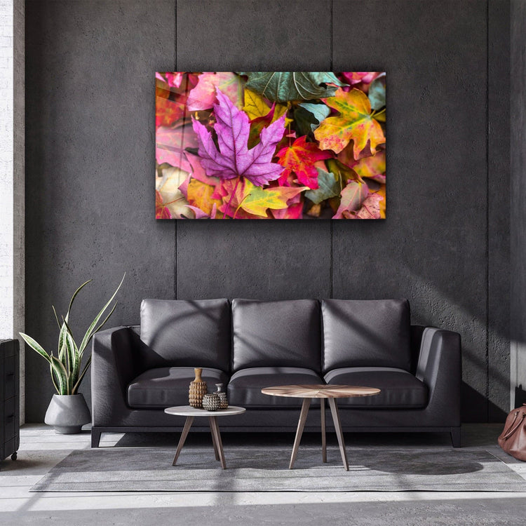 ・"Fall & Leaves"・Glass Wall Art | Artdesigna Glass Printing Wall Arts.