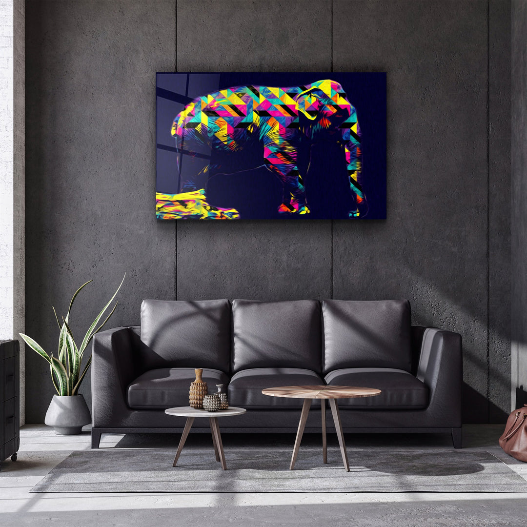 ・"Colormix Elephant"・Glass Wall Art | Artdesigna Glass Printing Wall Arts.