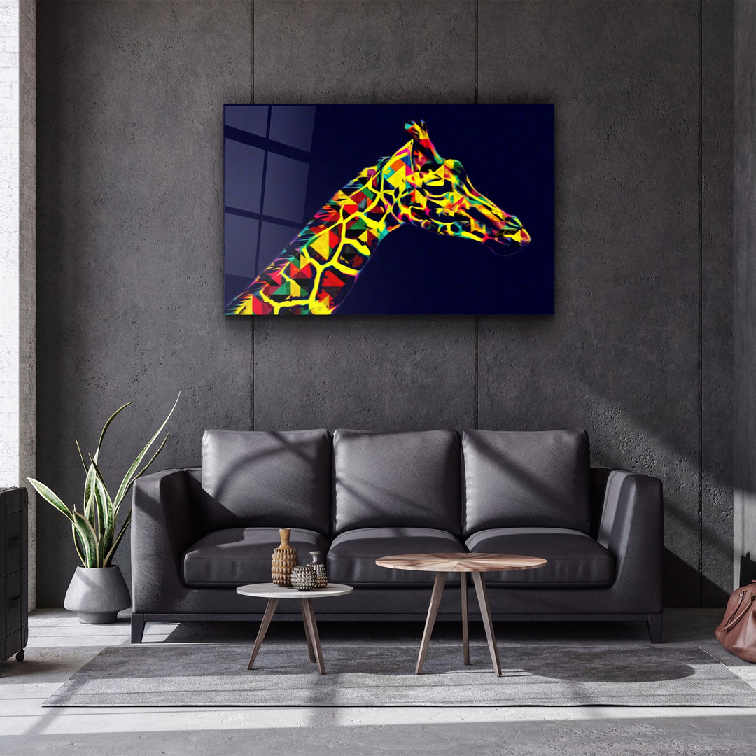 ・"Colormix Giraffe"・Glass Wall Art | Artdesigna Glass Printing Wall Arts.