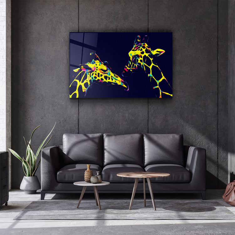 ・"Colormix Giraffes"・Glass Wall Art | Artdesigna Glass Printing Wall Arts.