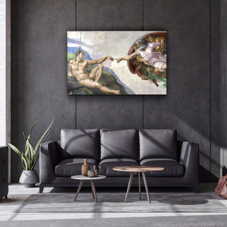 ・"Michelangelo - The Creation of Adam"・Glass Wall Art | Artdesigna Glass Printing Wall Arts.