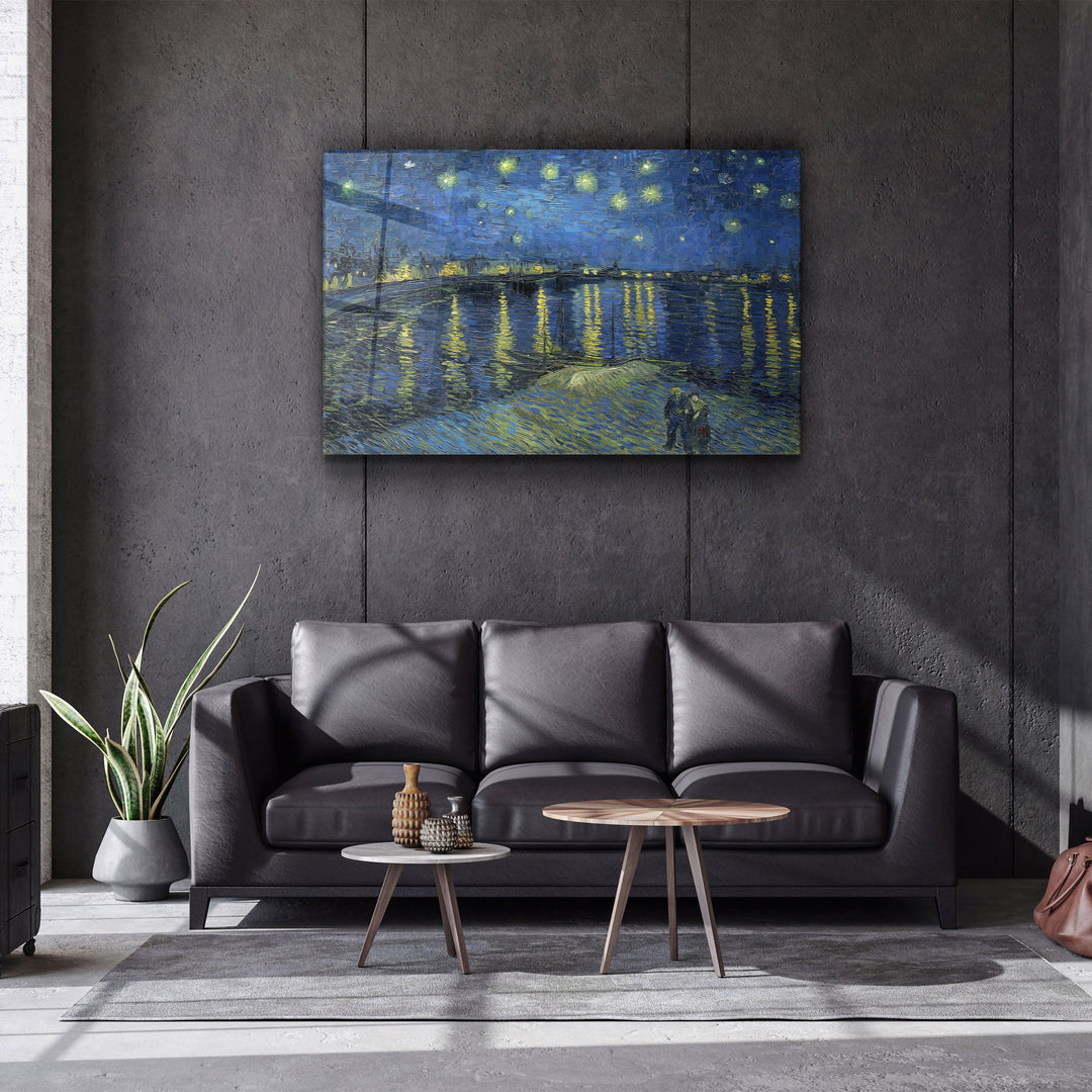 ・"Vincent van Gogh's Stary Night Over the Rhone (1888)"・Glass Wall Art | Artdesigna Glass Printing Wall Arts.