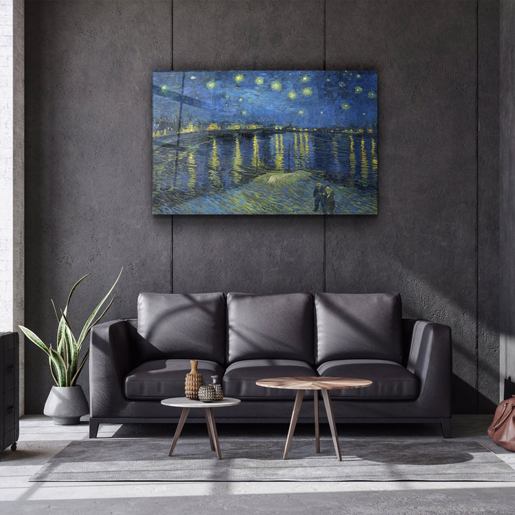 ・"Vincent van Gogh's Stary Night Over the Rhone (1888)"・Glass Wall Art | Artdesigna Glass Printing Wall Arts.