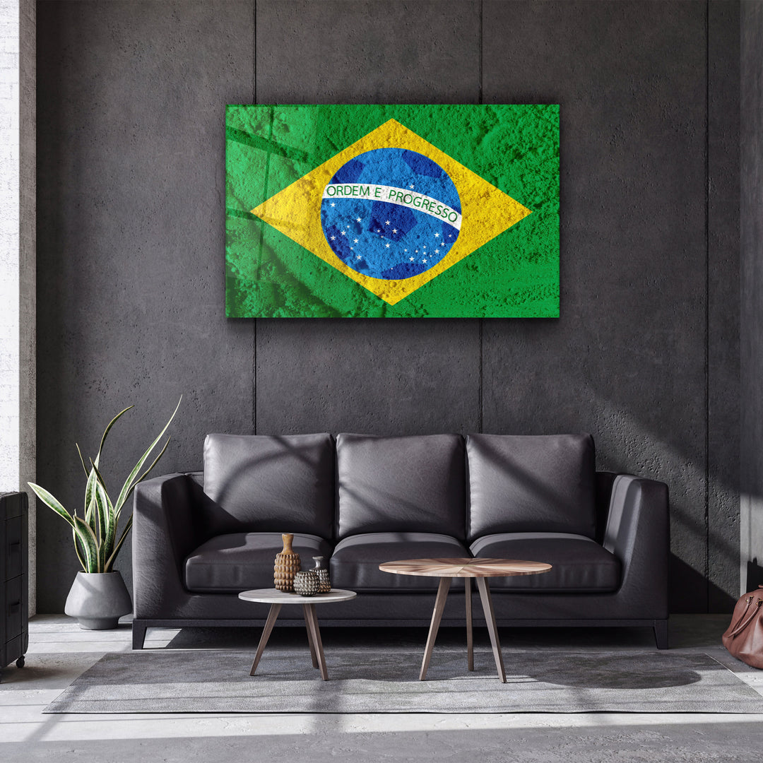 ・"Flag Of Brazil"・Glass Wall Art | Artdesigna Glass Printing Wall Arts.