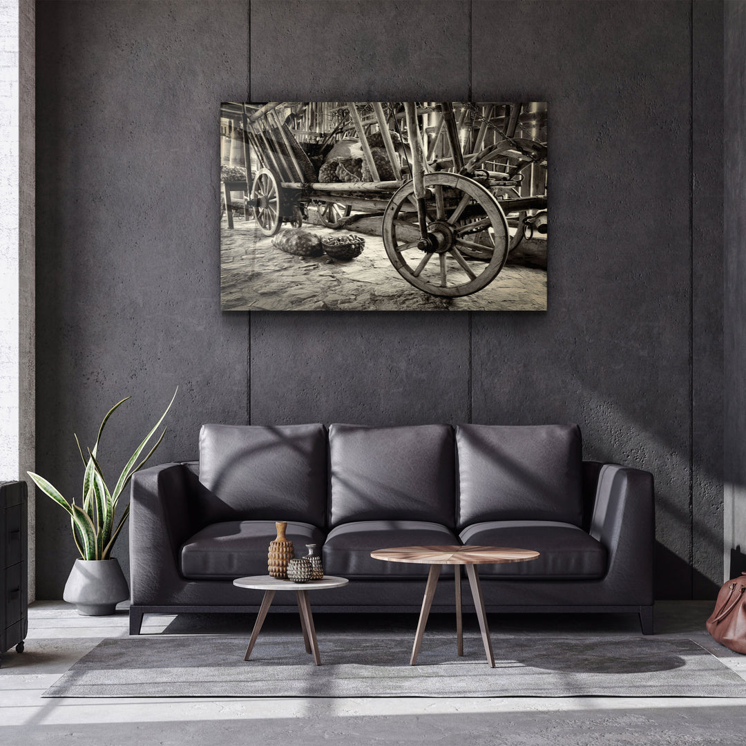 ・"Old Wheel Cart"・Glass Wall Art | Artdesigna Glass Printing Wall Arts.