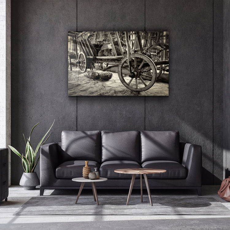 ・"Old Wheel Cart"・Glass Wall Art | Artdesigna Glass Printing Wall Arts.