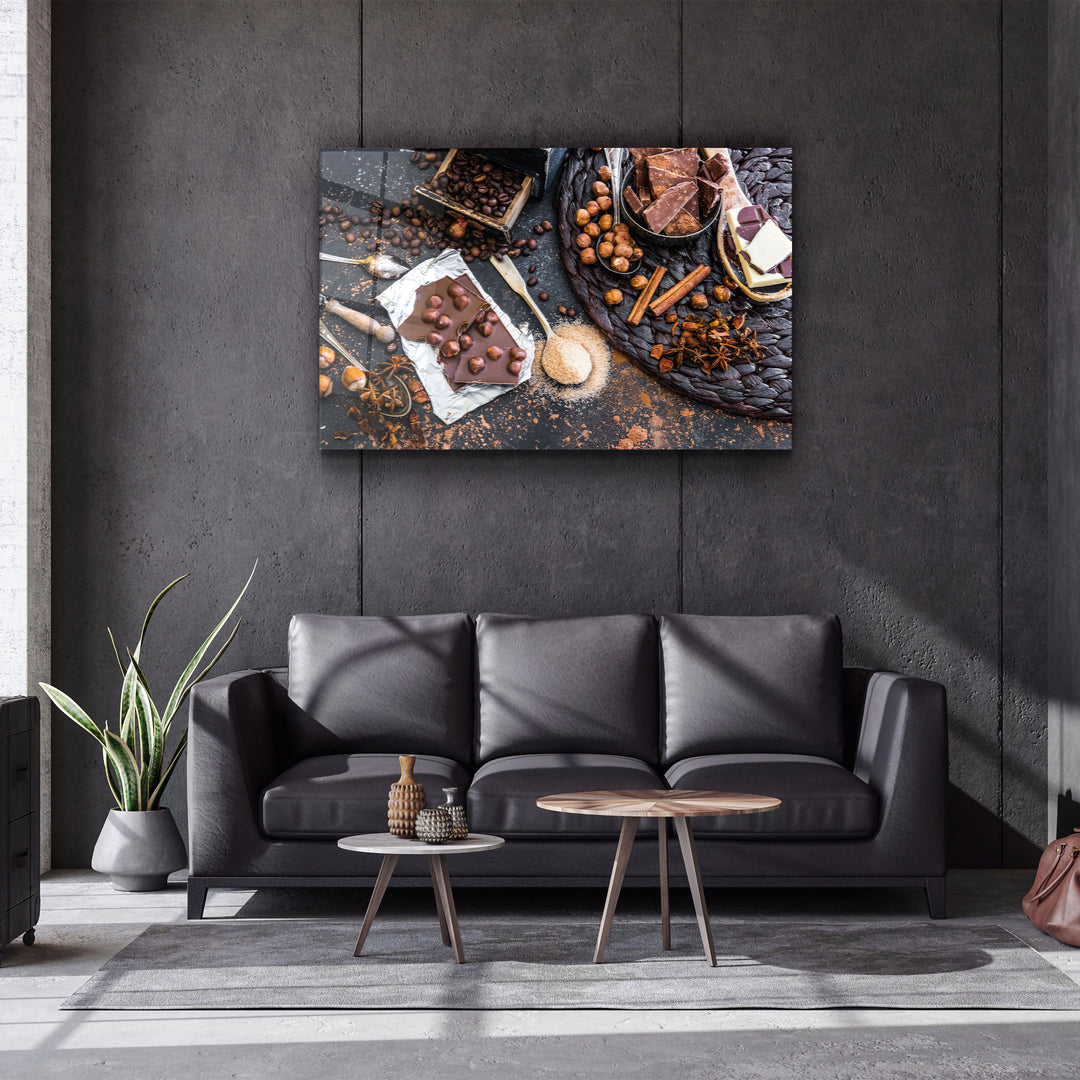 ・"Coffee Beans And Chocolates"・Glass Wall Art | Artdesigna Glass Printing Wall Arts.