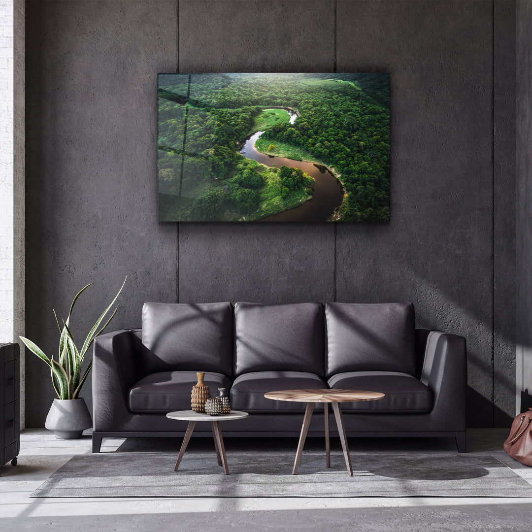 ・"Meandering River"・Glass Wall Art | Artdesigna Glass Printing Wall Arts.